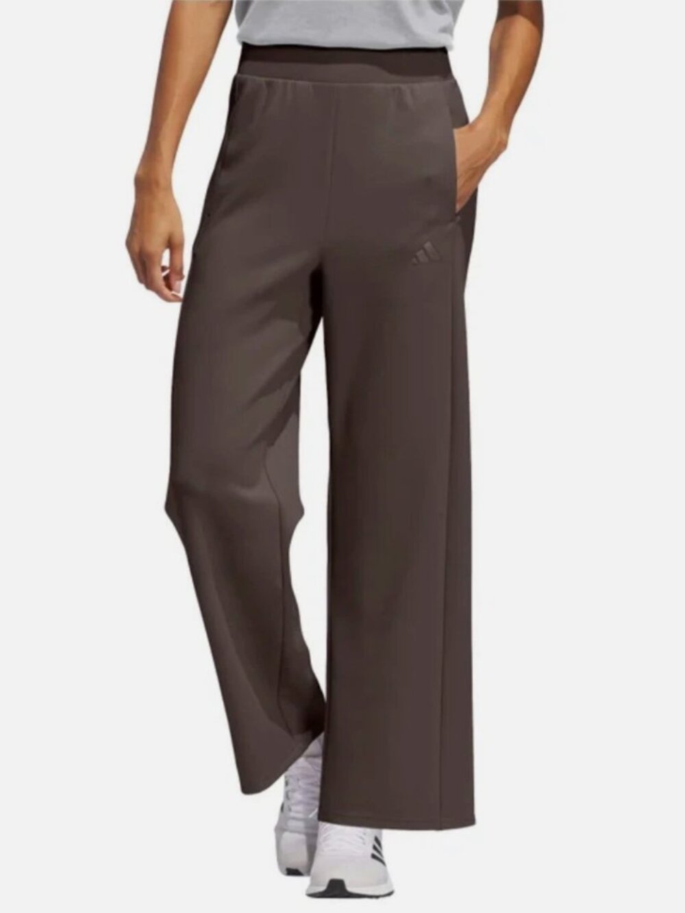 Adidas Brown Wide Leg Cropped Pants High Rise Athleisure M